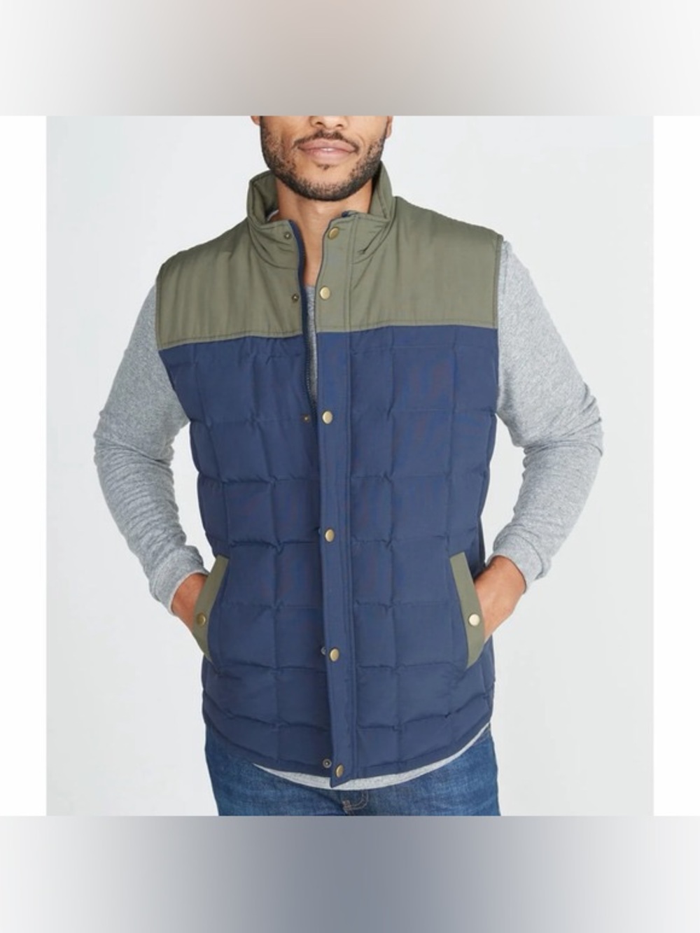 Marine Layer Sawyer Down Puffer Vest Mens M Full Zip Quilted Outdoor Gorpcore